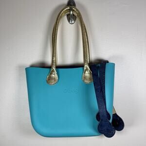 O Bag Women's Large Tote Bag Turquoise Interchangeable Handles 2 Sets Italy
